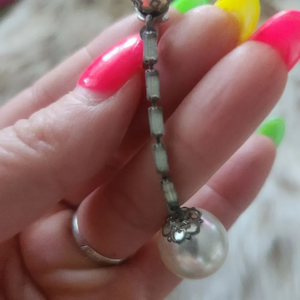 Park Lane‎ Vintage Pearl Clip-on Dangle Earrings Silver